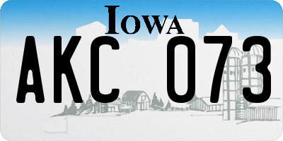 IA license plate AKC073