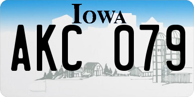 IA license plate AKC079
