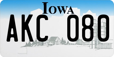 IA license plate AKC080
