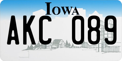 IA license plate AKC089