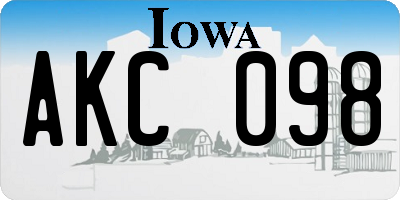IA license plate AKC098