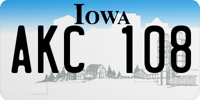 IA license plate AKC108