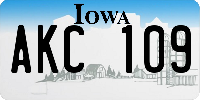 IA license plate AKC109