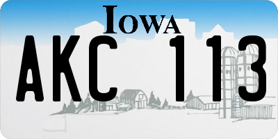 IA license plate AKC113