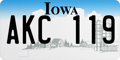 IA license plate AKC119