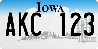 IA license plate AKC123