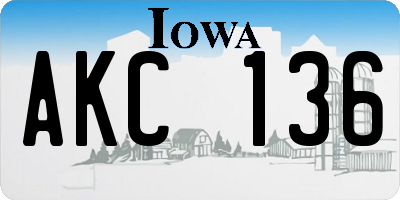 IA license plate AKC136
