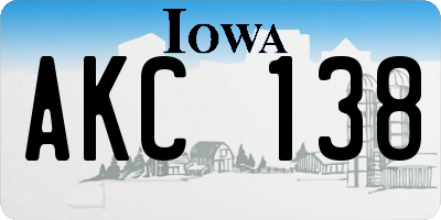 IA license plate AKC138