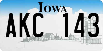 IA license plate AKC143