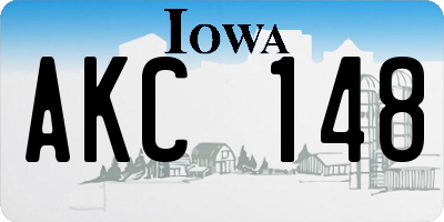 IA license plate AKC148