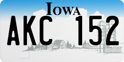 IA license plate AKC152