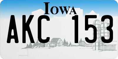 IA license plate AKC153