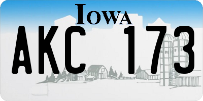 IA license plate AKC173