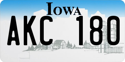 IA license plate AKC180