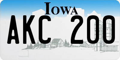 IA license plate AKC200