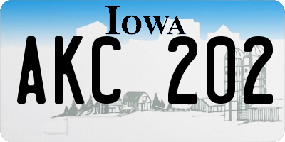IA license plate AKC202
