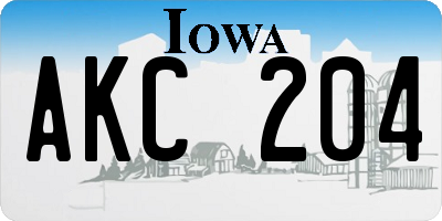 IA license plate AKC204