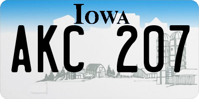 IA license plate AKC207