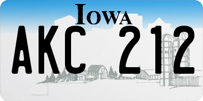 IA license plate AKC212
