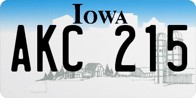 IA license plate AKC215
