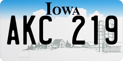 IA license plate AKC219