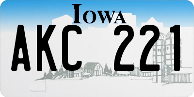 IA license plate AKC221