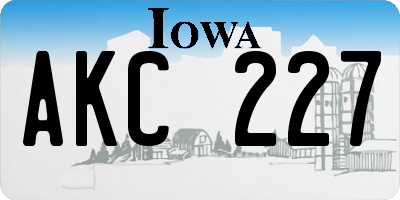 IA license plate AKC227