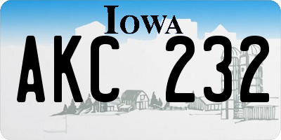 IA license plate AKC232