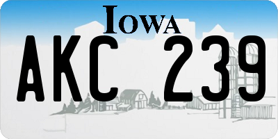 IA license plate AKC239