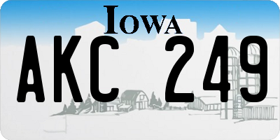 IA license plate AKC249