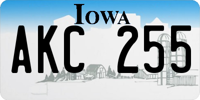 IA license plate AKC255