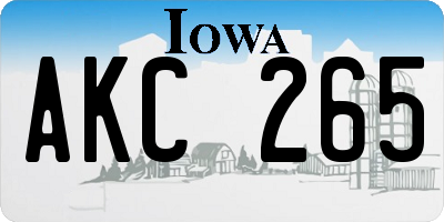 IA license plate AKC265