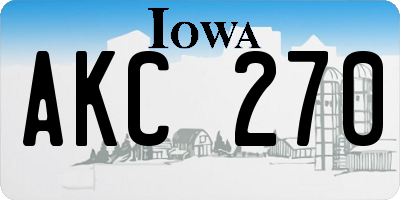 IA license plate AKC270