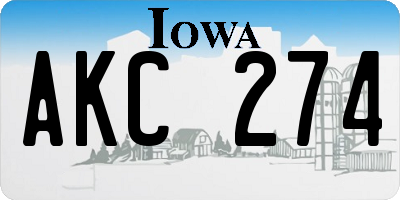 IA license plate AKC274