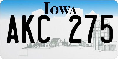 IA license plate AKC275