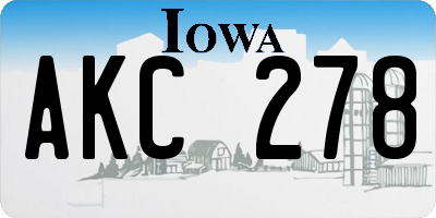 IA license plate AKC278