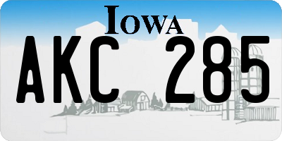 IA license plate AKC285