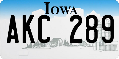IA license plate AKC289