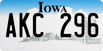 IA license plate AKC296