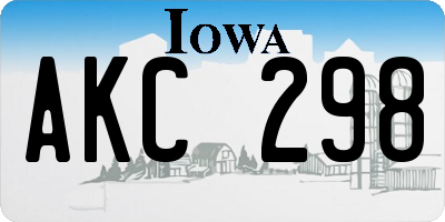 IA license plate AKC298
