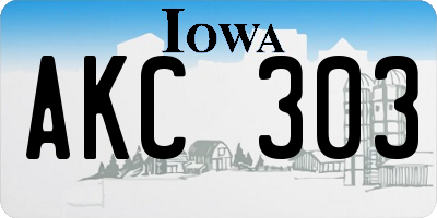 IA license plate AKC303