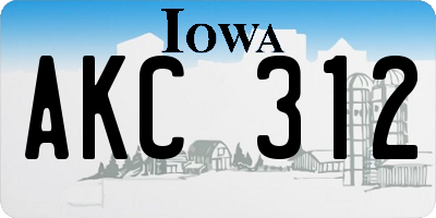 IA license plate AKC312