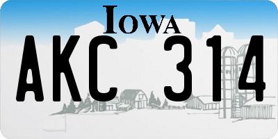 IA license plate AKC314