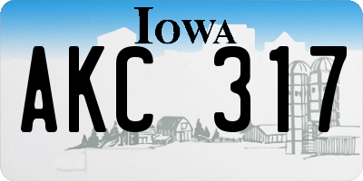 IA license plate AKC317