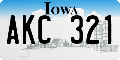 IA license plate AKC321
