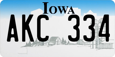 IA license plate AKC334