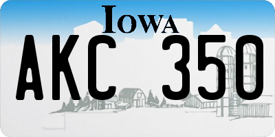 IA license plate AKC350