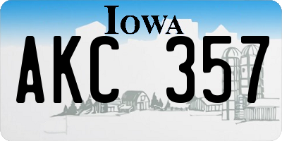 IA license plate AKC357