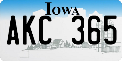 IA license plate AKC365