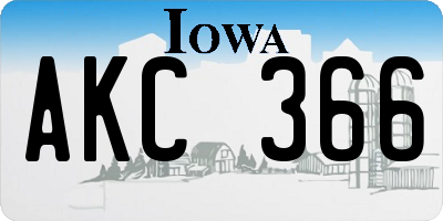 IA license plate AKC366